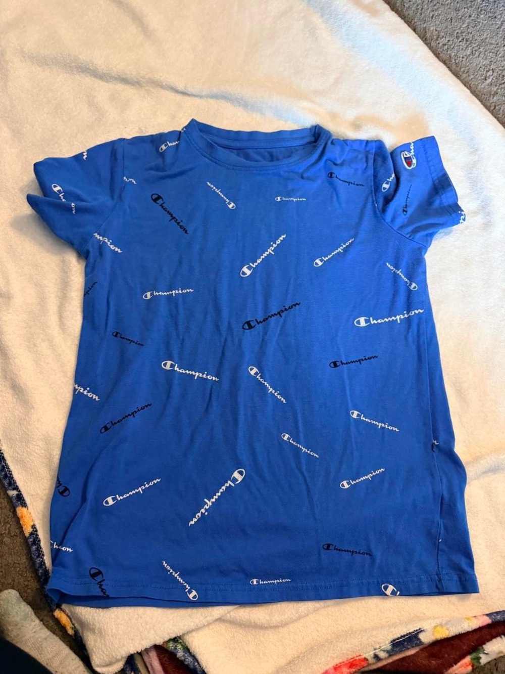 Champion Kids Royal Blue Allover Logo Tee